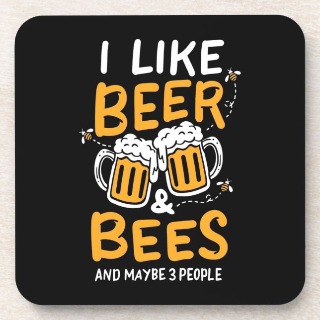 Beekeeper Gift | I Like Beer And Bees Getränkeuntersetzer (Vorderseite)