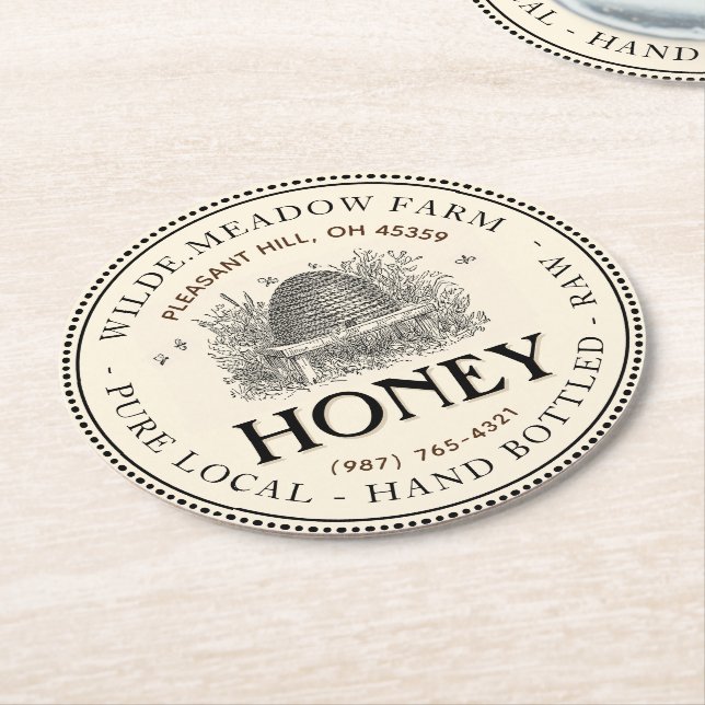 Beekeeper's Ivory Skep Honey Promotion Untersetzer (Angewinkelt)