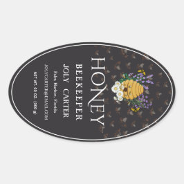 Beekeeping Honey Labels | Honeybee & Honeycomb Des Ovaler Aufkleber