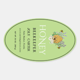 Beekeeping Honey Labels | Honeybee & Honeycomb Des Ovaler Aufkleber