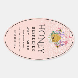 Beekeeping Honey Labels | Honeybee & Honeycomb Des Ovaler Aufkleber