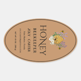 Beekeeping Honey Labels | Honeybee & Honeycomb Des Ovaler Aufkleber