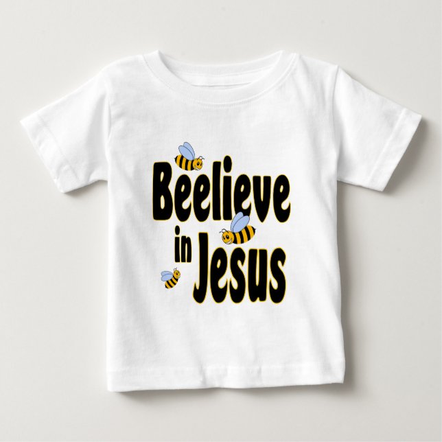 Beelieve in Jesus-Schwarzem Baby T-shirt (Vorderseite)