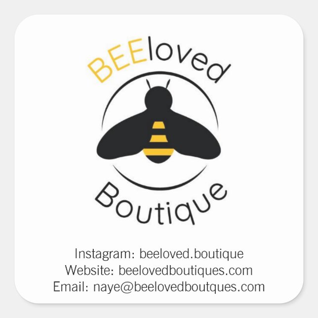 Beeloved.Boutique Quadratischer Aufkleber (Vorderseite)