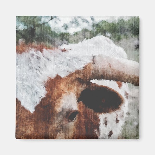 Beenden Impressionist Painted Longhorn Magnet (Vorne)