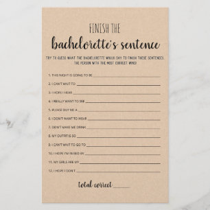 Beenden Sie das Sentenzspiel des Bachelorette