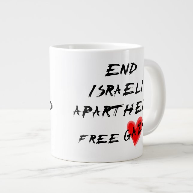Beenden Sie den israelischen Apartheid-Freien Gaza Jumbo-Tasse (Vorderseite Rechts)