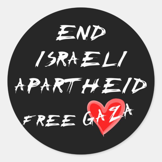 Beenden Sie den israelischen Apartheid-Freien Gaza Runder Aufkleber (Vorderseite)