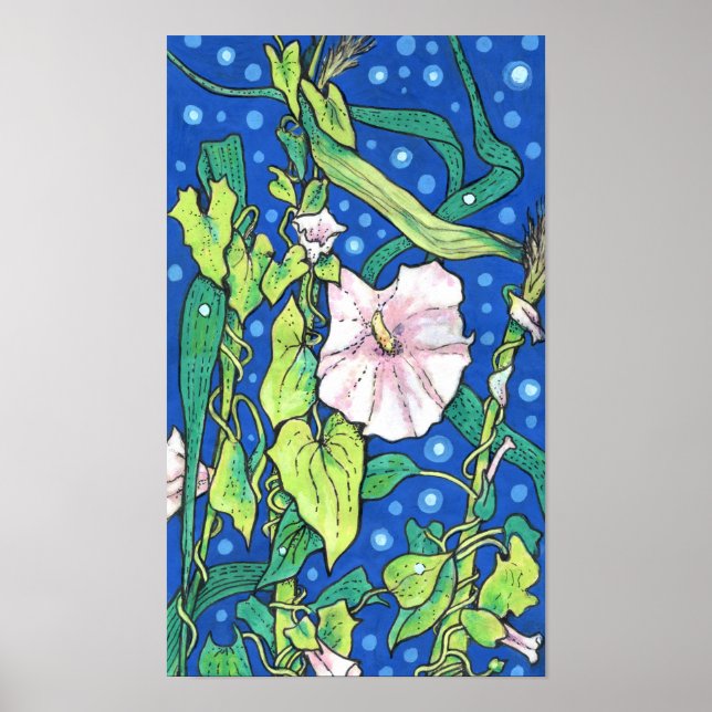 Beendweed Reed Summer Wildblumen Blumenmalerei Poster (Vorne)
