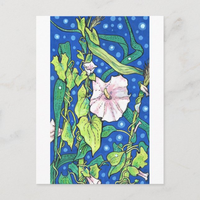 Beendweed Reed Summer Wildblumen Blumenmalerei Postkarte (Vorderseite)