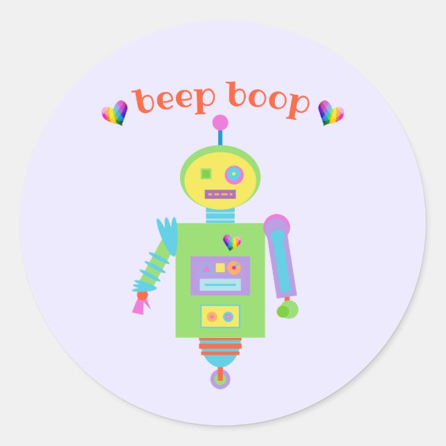 Beep Boop Niedlich Robot Runder Aufkleber (Vorderseite)