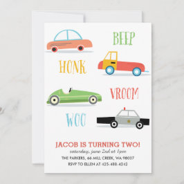 Beep Honk Woo Kids Geburtstagsfeier Einladung