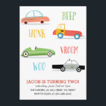Beep Honk Woo Kids Geburtstagsfeier Einladung<br><div class="desc">Eine Geburtstagsfeier mit Rennwagen,  Polizeiwagen.</div>