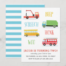 Beep Screech Woo Kids Geburtstagsfeier Einladung