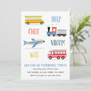 Beep Vroom Woo Airplane Kid's Geburtstagsparty  Einladung