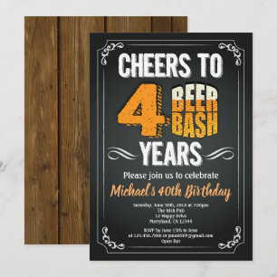 Beer 40. Geburtstag Chalkboard Mann Bar feiert Einladung