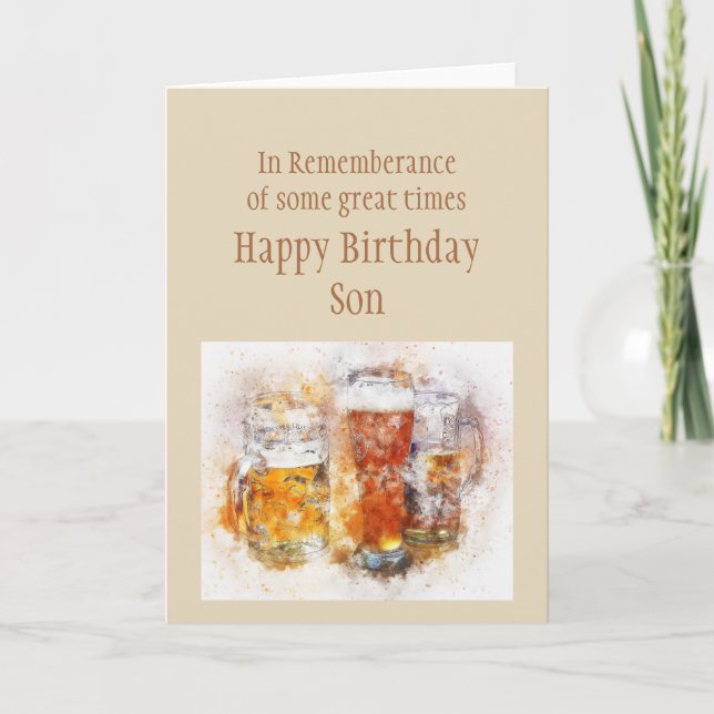 Beer Ale Funny Son Birthday Good Time Card Karte (Vorderseite)