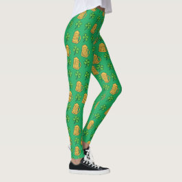 Beer and Lucky Clover Pattern St Patrick's Day Leggings