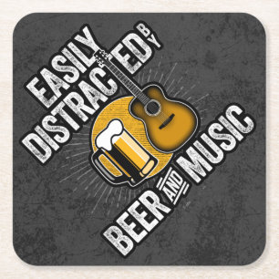 Beer and Music Square Paper C Rechteckiger Pappuntersetzer