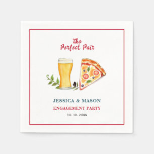 Beer and Pizza Perfect Pair Engagement Party Serviette