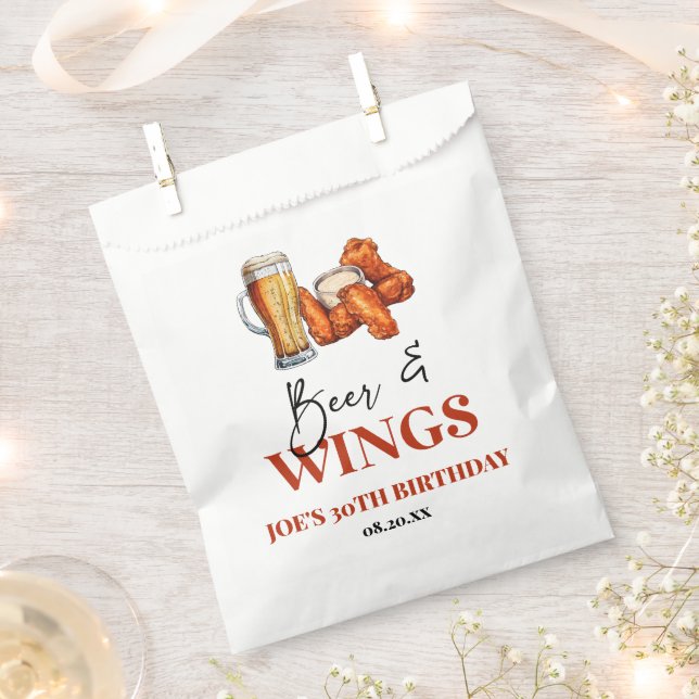 Beer and Wings Birthday Party Geschenktütchen (Ausgeschnitten)