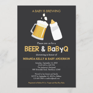 Beer & BabyQ Baby Shower Einladung, Grillen Einlad Einladung