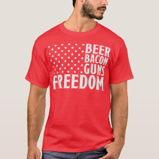Beer Bacon Guns & Freedom American Flag T-Shirt