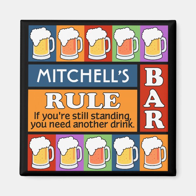 BEER Bar Pop Art INDIVIDUELLE NAME Magnet (Vorne)