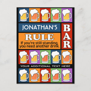 BEER Bar Pop Art INDIVIDUELLE NAME Postkarte