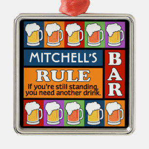 BEER Bar Pop Kunst, Dichtung und Musik INDIVIDUELL Silbernes Ornament