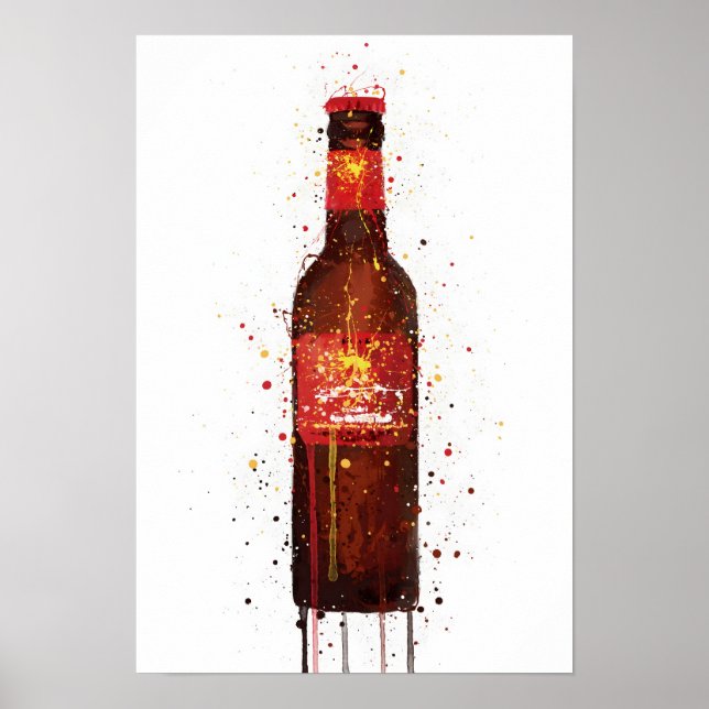 Beer Bottle Wall Art Print 'Rambla Red' Poster (Vorne)