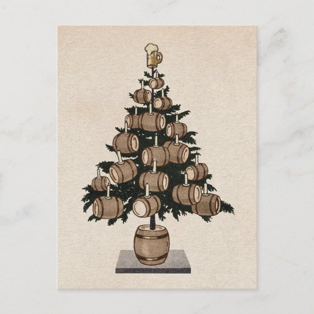 Beer Christmas Tree Postcard Postkarte (Vorderseite)
