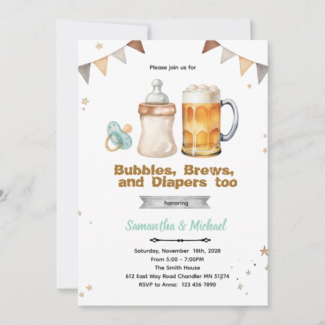 Beer Co Ed Baby Shower Invitation Einladung (Vorderseite)