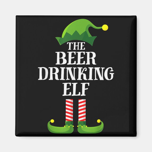 Beer Drinking Elf Matching Family Group Christmas  Magnet (Vorne)