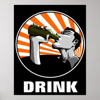 Beer drinking propaganda style poster