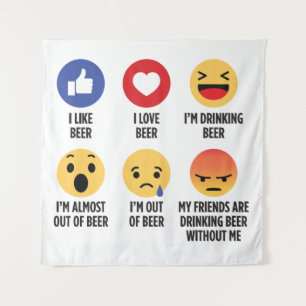 Beer Emojis Wandteppich