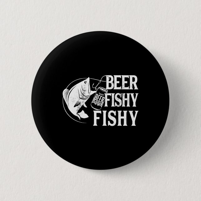 Beer Fishy Funny Fishing Button (Vorderseite)