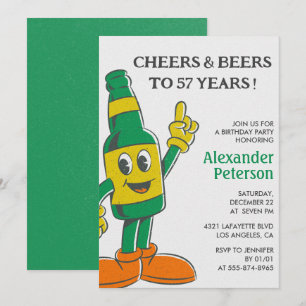 Beer Funny Spaß Vintag Männer 57. Geburtstag Einladung
