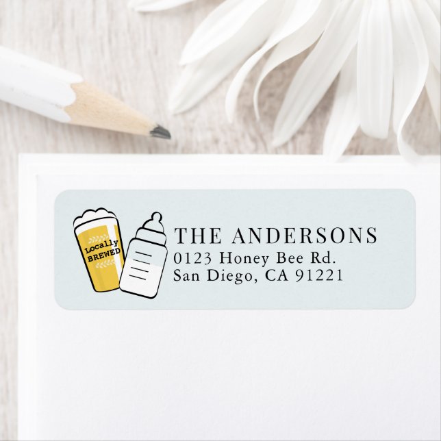 Beer Glass & Baby Bottle Blue Return Address (Insitu)