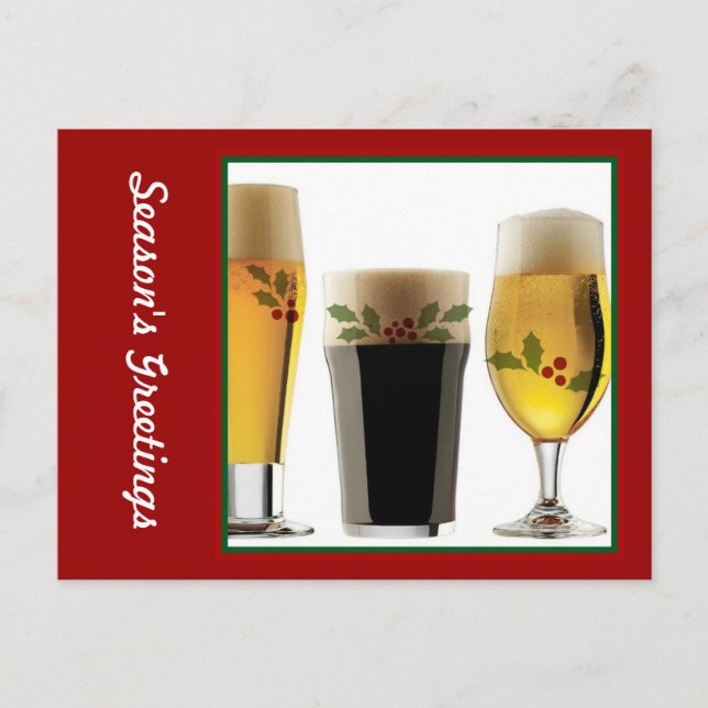 Beer Glasses Holiday Greetings Feiertagspostkarte (Vorderseite)