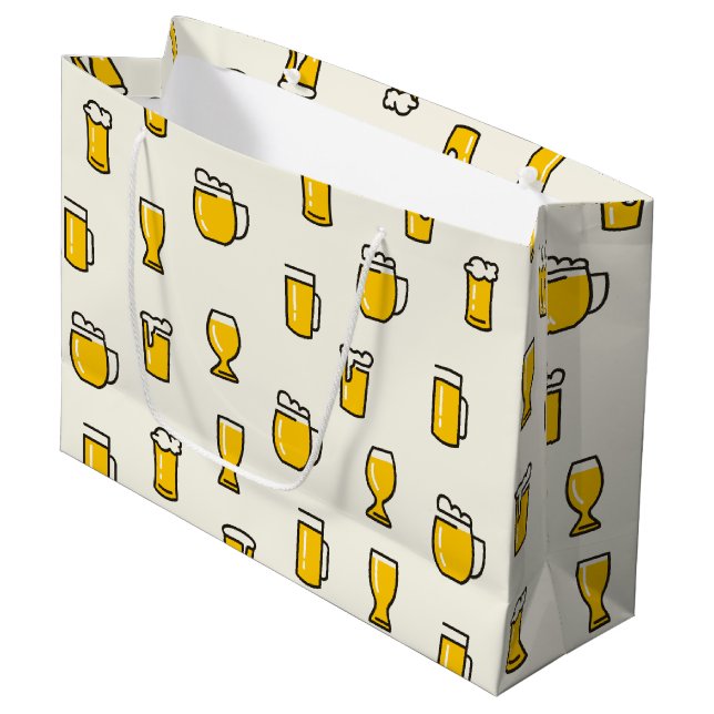 Beer Glasses Pattern Große Geschenktüte (Vorderseite Schrägansicht)