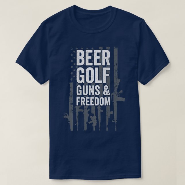 Beer Golf Guns & Freedom USA Pro Guns Golf Player T-Shirt (Design vorne)