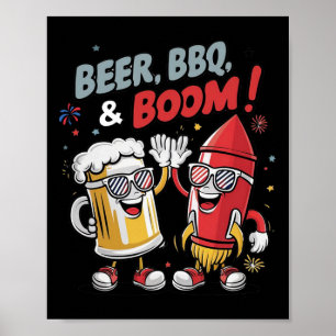 Beer Grillen Boom Funny Party Poster