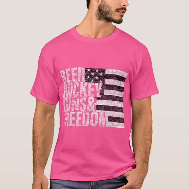 Beer Hockey Guns Freedom T-Shirt (Vorderseite)