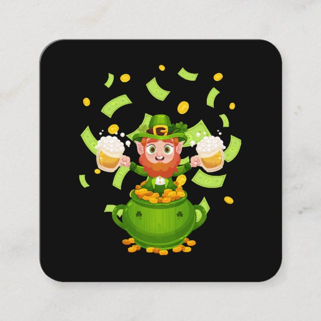 Beer Irish Leprechaun Saint Patrick's Day Quadratische Visitenkarte (Vorderseite)