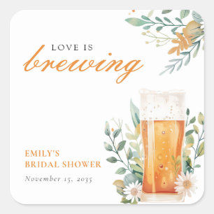 Beer Liebe brodelt Brautparty Quadratischer Aufkleber