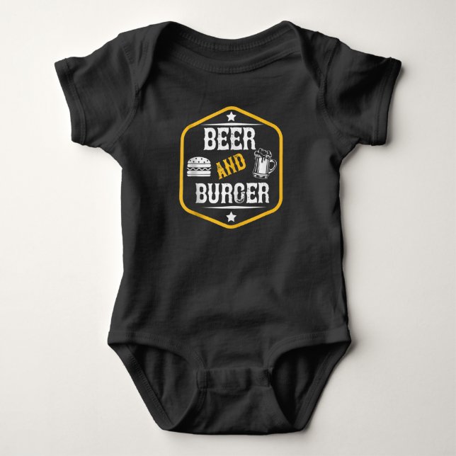 Beer Lover | Bier und Burger Baby Strampler (Vorderseite)