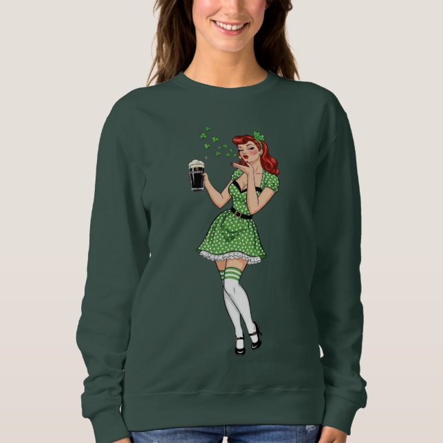 Beer Loving Irish Pin Up Sweatshirt (Vorderseite)