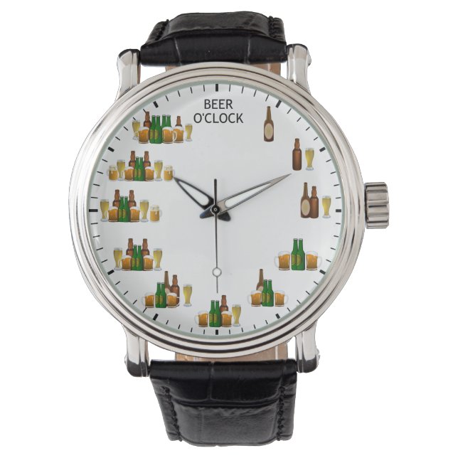 Beer O'clock Funny Beer Time Armbanduhr (Vorderseite)