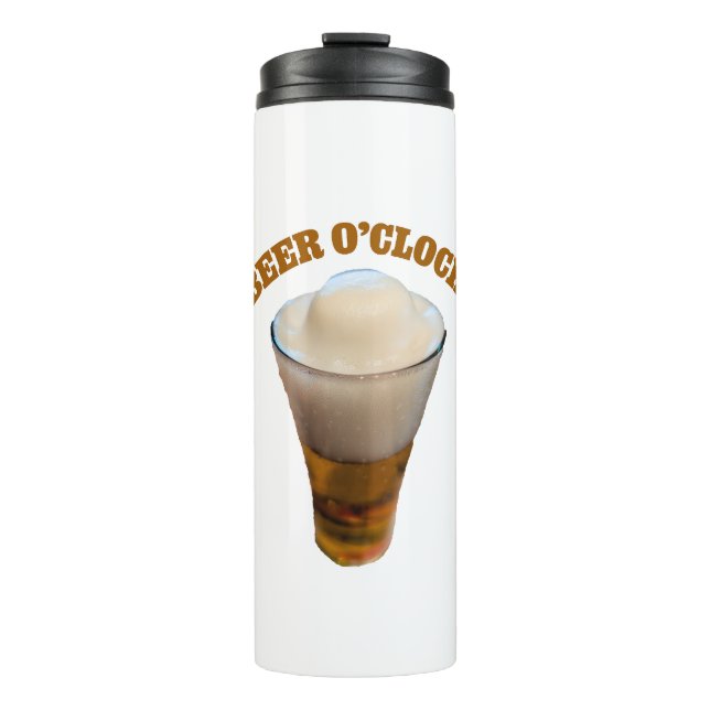 Beer O'Clock Funny Drinking Humor Thermosbecher (Vorderseite)